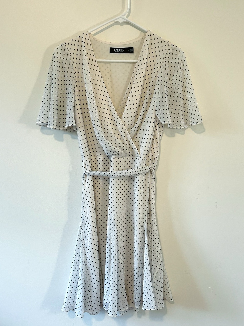 Ralph Lauren White Dress with Black Polka Dots